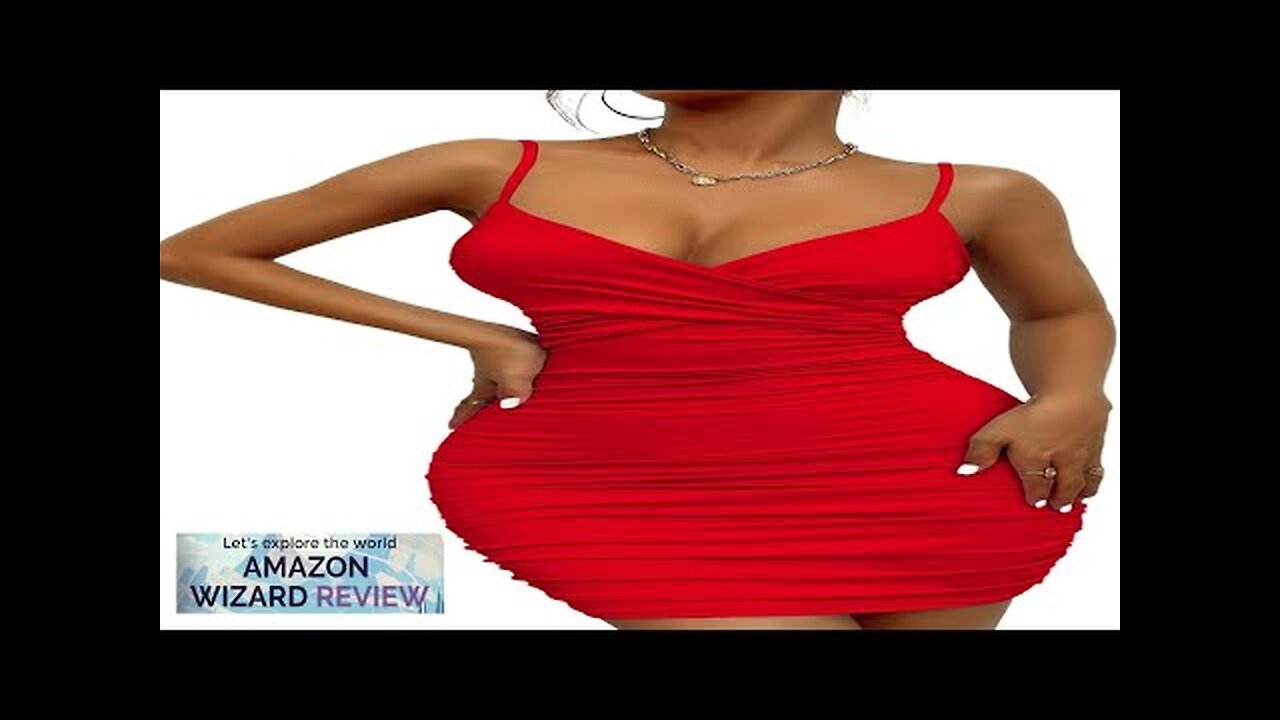 Women's 2024 Sexy V Neck Spaghetti Straps Wrap Ruched Sheath Bodycon Cocktail Review