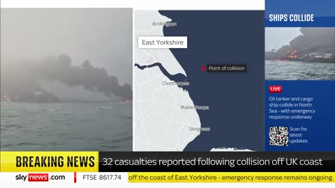 Maritime Disaster as Ships Collide East of the U.K.