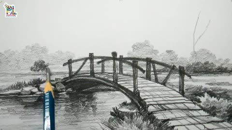 How to draw a Wooden Bridge in Scenery Pencil Art | Pencil sketch and shading