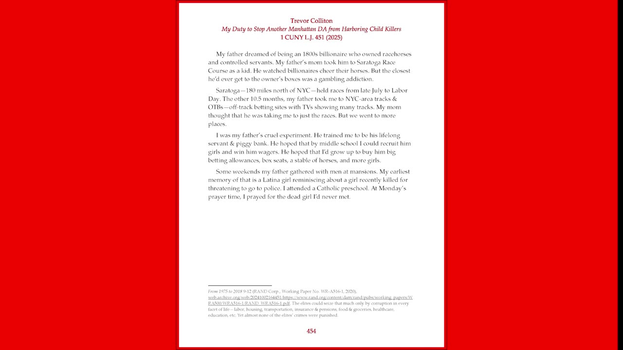 (PART 11) My Duty to Stop Another Manhattan DA from Harboring Child Killers