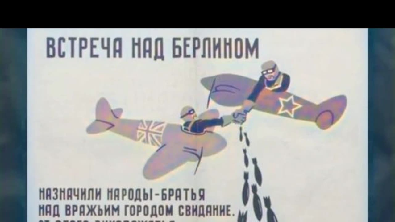 Allied propaganda posterrevealing British-Sovietalliance #Colourized footage 🎨 🇬🇧