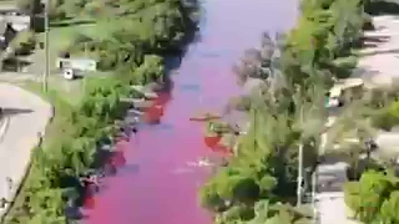 A canal in Argentina has turned a startling shade of red, causing concern among residents.