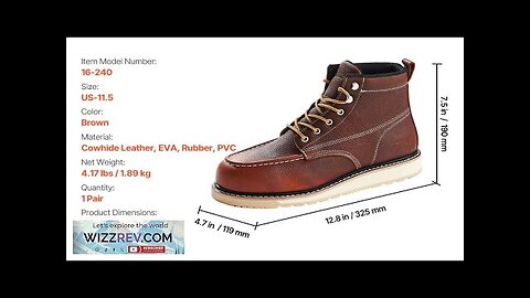 Steel Toe Work Boots US Size 11.5 Waterproof Moc Toe for Men Review