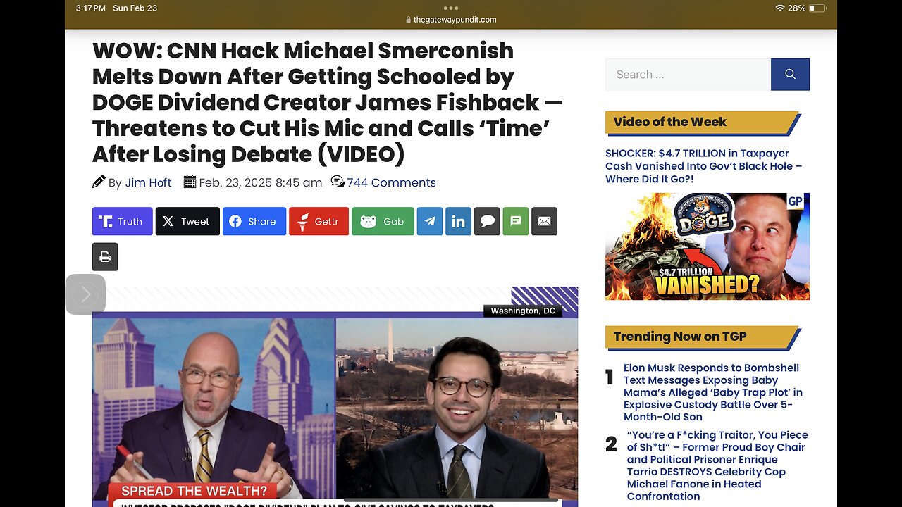 CNN Hack Michael Smerconish Melts Down After Getting Schooled by DOGE Dividend Creator James Fishbac