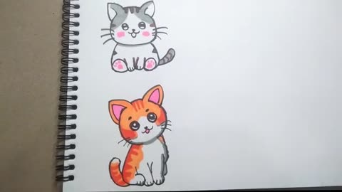 how to draw easy cute cat step