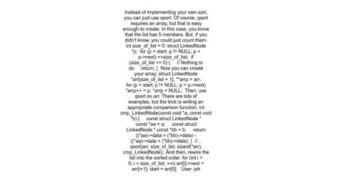 sorting linked list simplest way