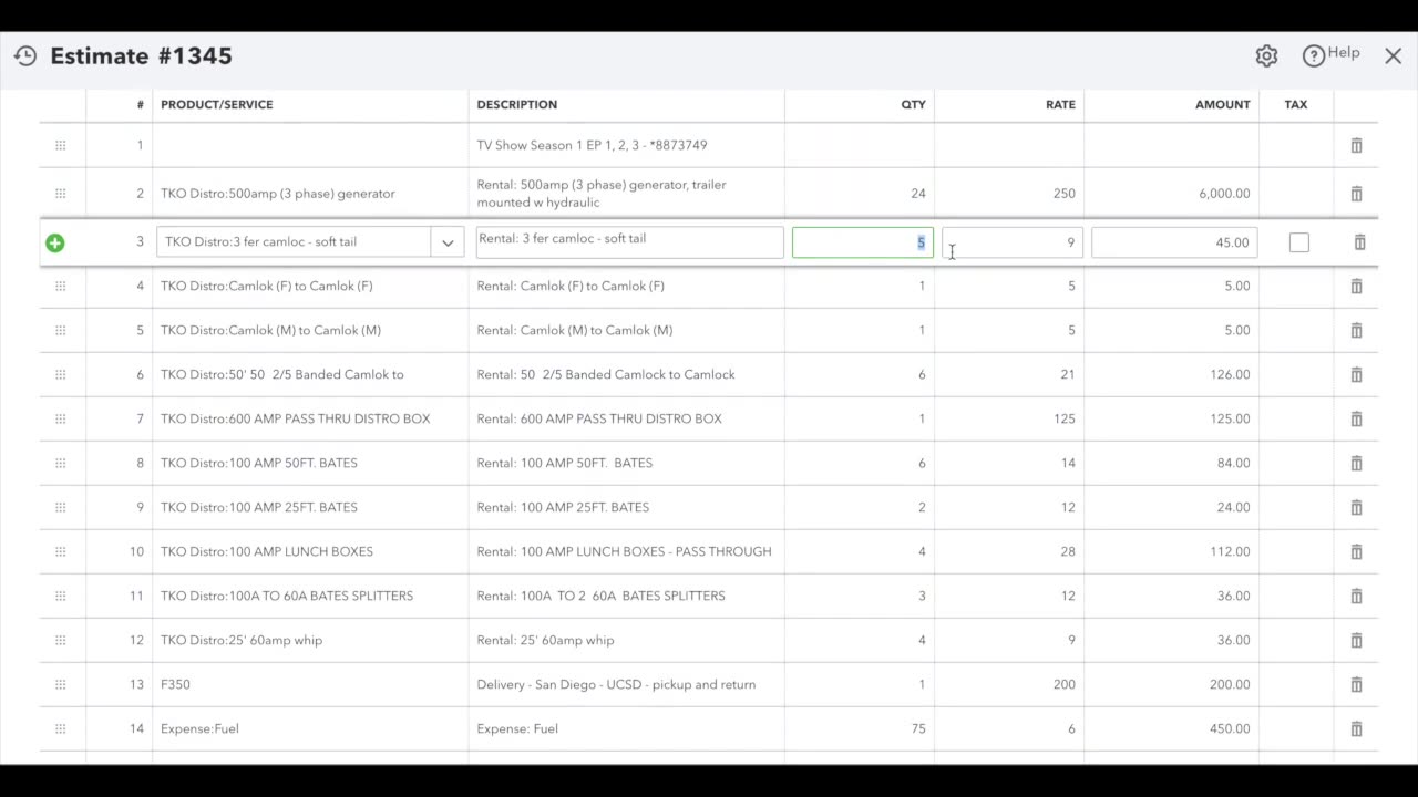 Quickbooks for a Videographer