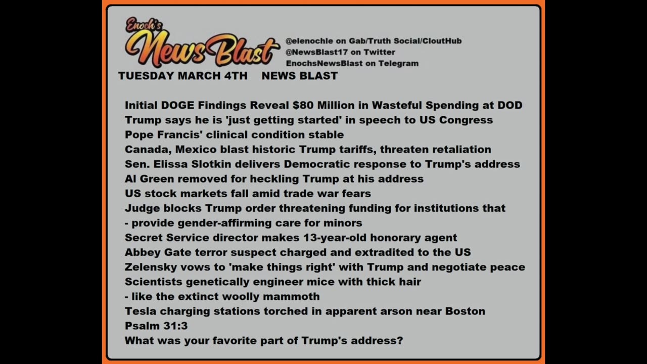 Tuesday, March 4, 2025 News Blast