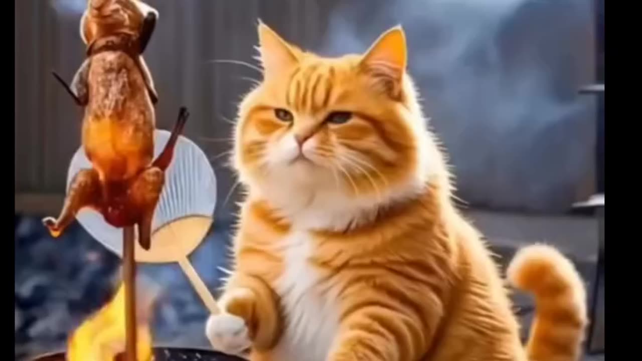 Cat hunting rabbit