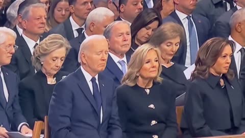 Joe Biden FALLS ASLEEP during the funeral for Jimmy Carter.