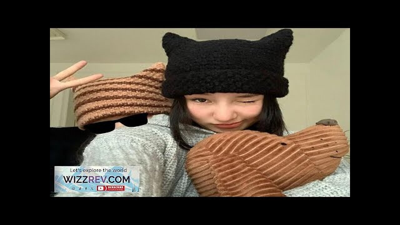 Japanese Beanie Hat Ins Little Devil Striped Knitted Wool Cap Autumn Review