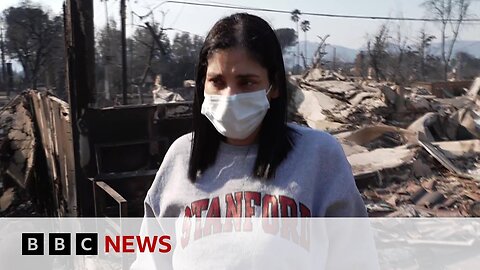 Family describe 'terrifying' moment they escaped wildfire in LA | BBC News