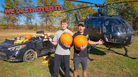 Throwing Giant Pumpkins Out Of The Helicopter With My Son Noah!