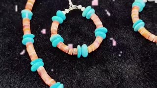 GN-20241230-03 Jewelry Set High Quality Turquoise Orange spiny oyster Set Bracelet Necklace S925