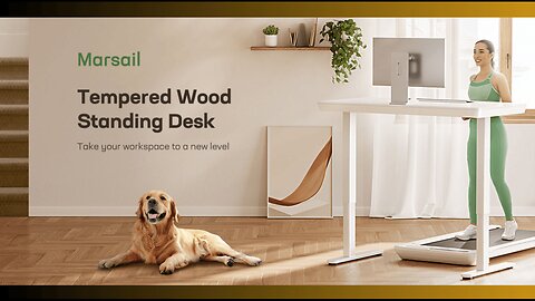 Marsail Standing Desk with Drawer, 48 x 24 inch Whole Piece Tabletop Electric Standing Desk