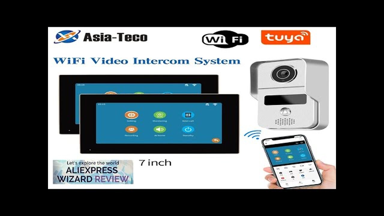 1080P 7 Inch WiFi Video Intercom TUYA Smart Home APP Wireless Video Review