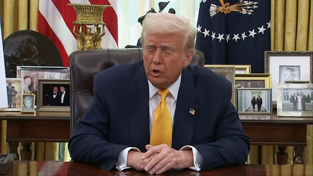 Trump takes questions from reporters in Oval Office