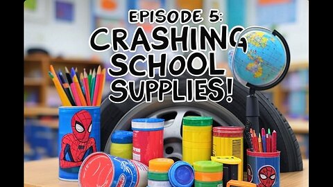 Crashing School Supplies with a car Tire episode 5