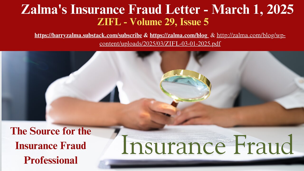 Zalma's Insurance Fraud Letter - March 1, 2025