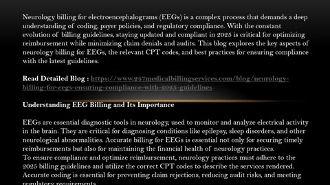 Neurology Billing for EEGs: Ensuring Compliance with 2025 Guidelines