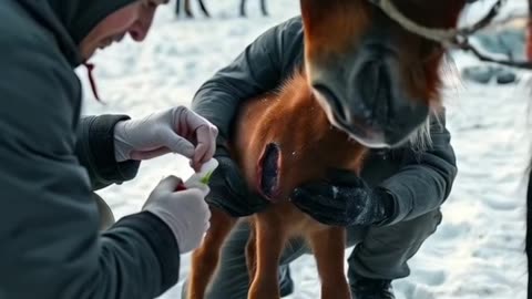 Polar Rescue Mission: Helping Injured Horses in the Ice