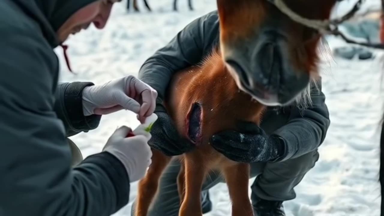 Polar Rescue Mission: Helping Injured Horses in the Ice