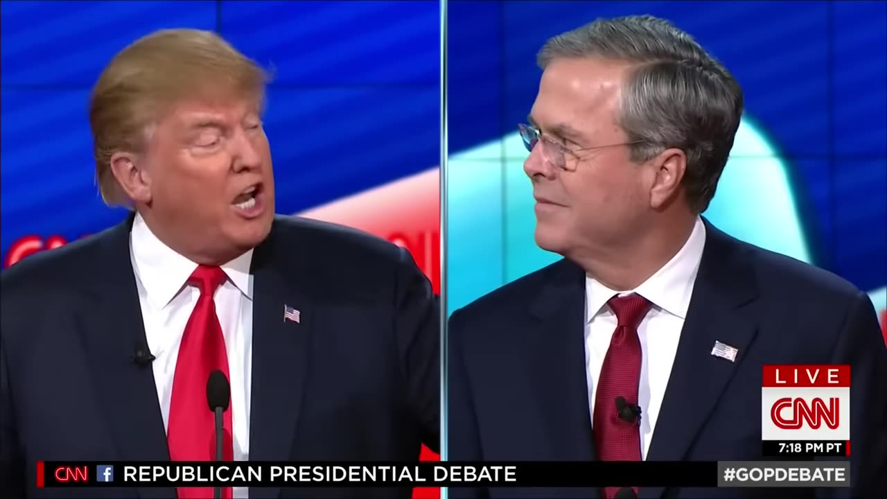 Donald Trump： 'Oh, you're a tough guy Jeb'