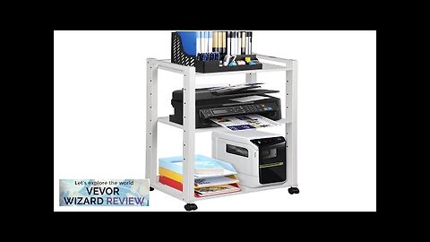 VEVOR Printer Stand 3-Tier Rolling Printer Cart Adjustable Storage Shelf Rack on Review