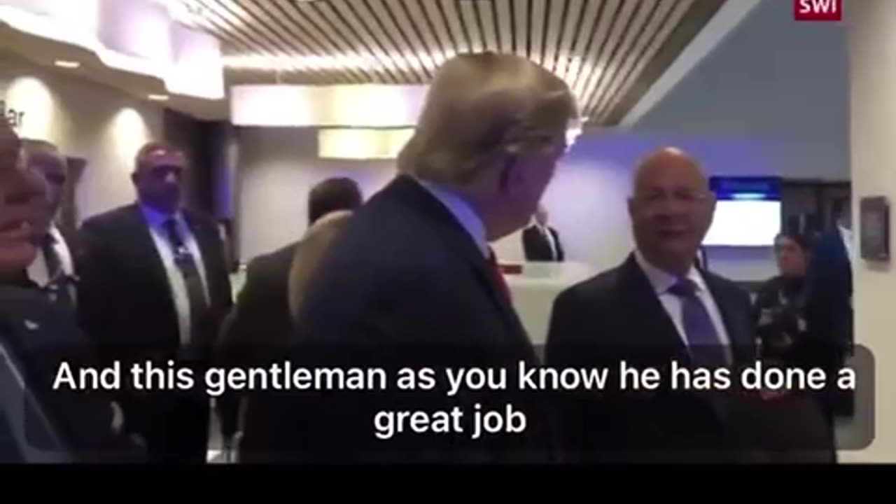 Trump says to klaus schwab, "you're a gentleman... Doing a great job..."