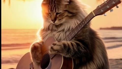 Paws & Strings: Adorable Cat Plays Guitar!