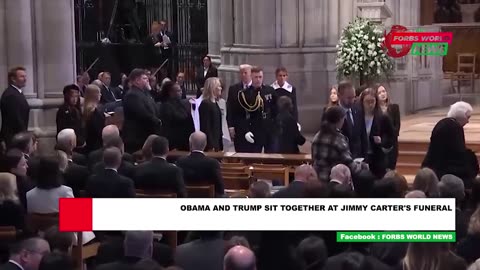 Presidents Trump and Obama get cozy during Jimmy Carter's funeral