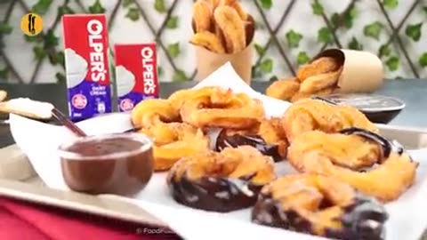 Churros with Creamy Chocolate Dip Recipe by Food Fusion