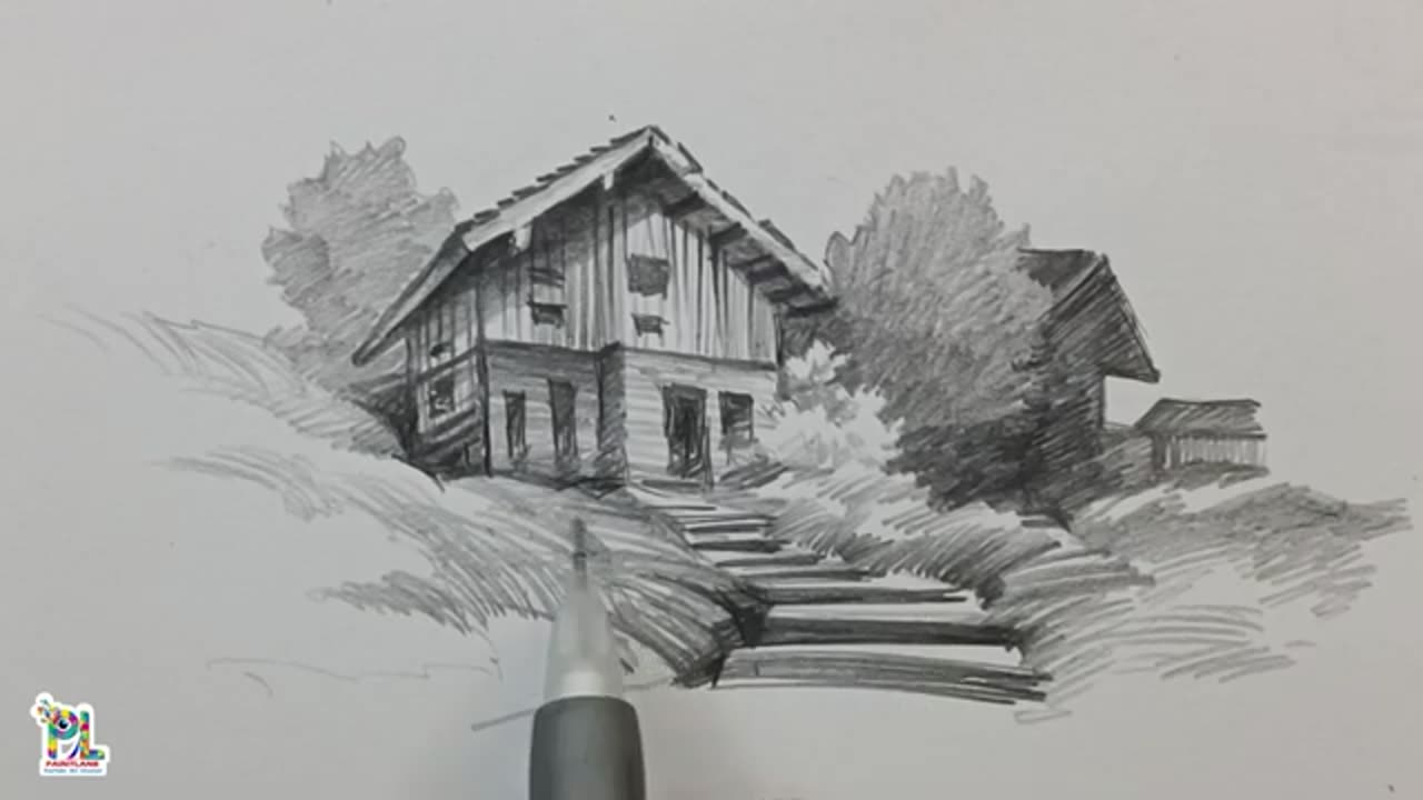 How to draw Landscape Art with pencil