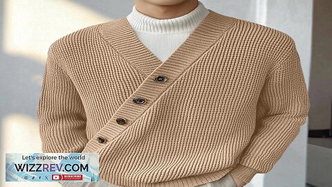 INCERUN Mens Textured Asymmetrical V-Neck Long-Sleeve Sweater Comfortable Solid Color Casual Review