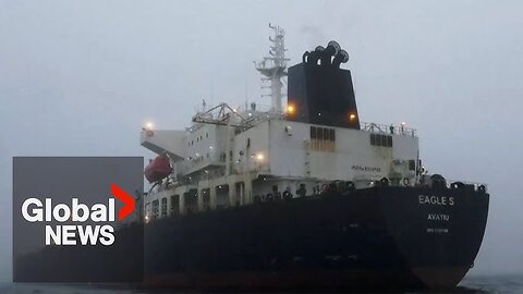Footage of Finland detaining a Russian ship that committed sabotage in the Baltic Sea