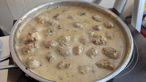 Swedish Meatballs, and Scrambled eggs cooked in butter sauce