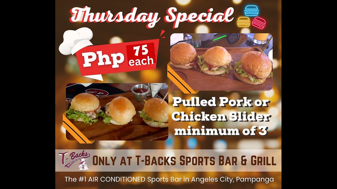 T-Backs Sports Bar and Grill Sports Schedule and Sliders special for Thursday Jan 09, 2025