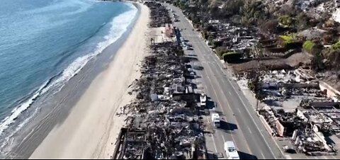 Drone footage shows devastation from Palisades fire on beachfront homes in Malibu