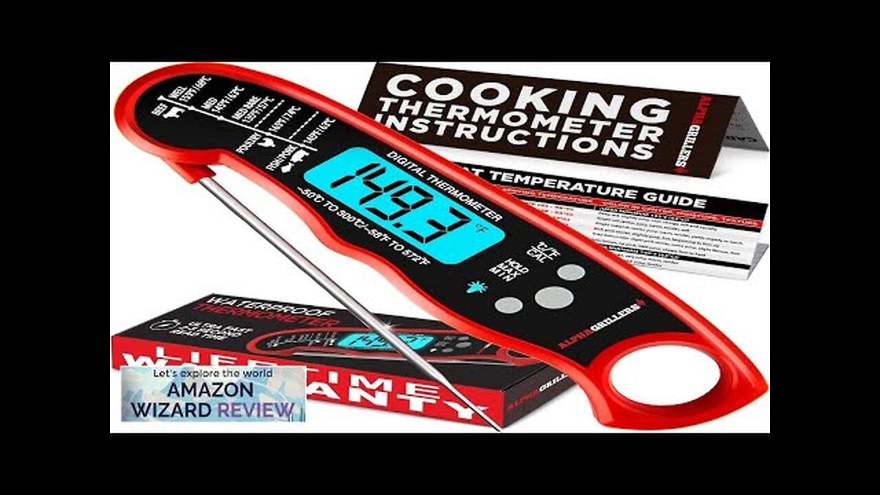 Alpha Grillers Instant Read Meat Thermometer for Grill and Cooking. Best Waterproof Review