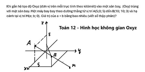 Khi gắn hệ tọa độ Oxyz (đơn vị trên mỗi trục tính theo kilômét) vào một sân bay