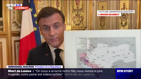 Macron holds a map of Ukraine UPSIDE DOWN, and NOBODY tells him to flip it