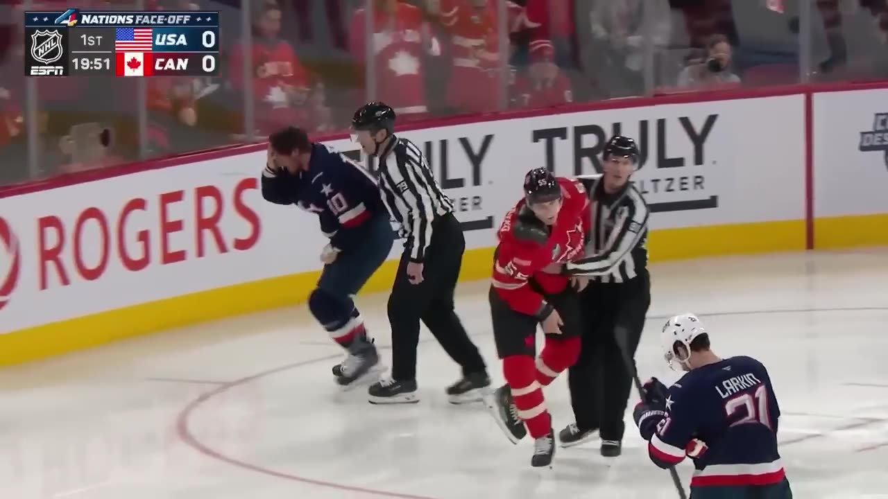 USA vs. Canada Starts With 3 Fights in the First 9 Seconds | 4 Nations Face-Off