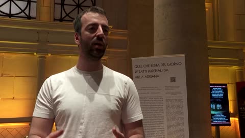Robot 'ADRIANO' welcomes visitors at Rome's temple of Hadrian