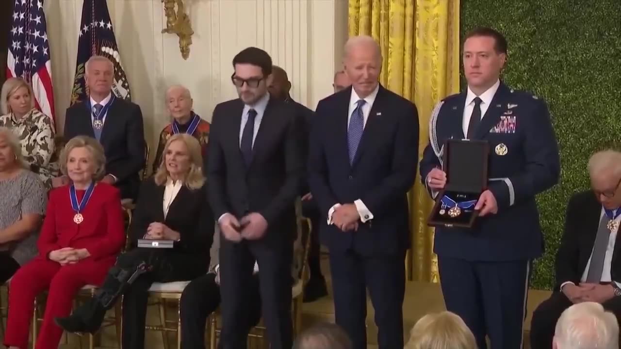 Joe Biden presents the Presidential Medal of Freedom to George Soros, the Democrats' largest contributor.