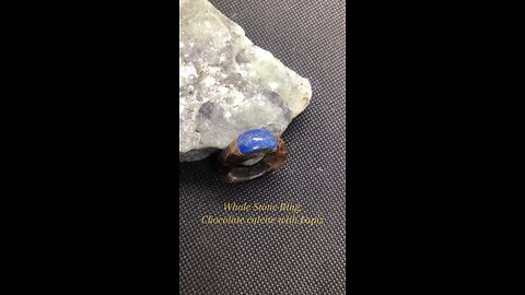 Natural Calcite with Lapiz whole stone ring