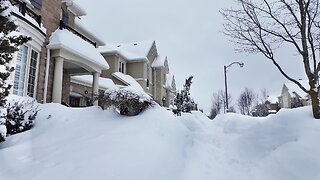 Snowfall Walk in Buried Under Snow Canada - Toronto Suburbs Neighborhood