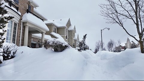 Snowfall Walk in Buried Under Snow Canada - Toronto Suburbs Neighborhood