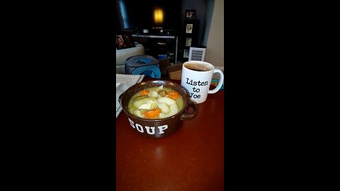 Eating Homemade Chicken Soup Made By Wife, Dbn, MI, 2/19/25