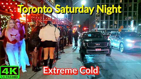 【4K】Freezing Fun: Exploring Toronto on a Saturday Night Canada 🇨🇦