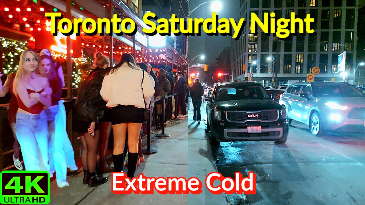 【4K】Freezing Fun: Exploring Toronto on a Saturday Night Canada 🇨🇦